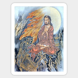 Buddha Shakyamuni Subjugates Demon Mara 1888 Kawanabe Kyosai Sticker